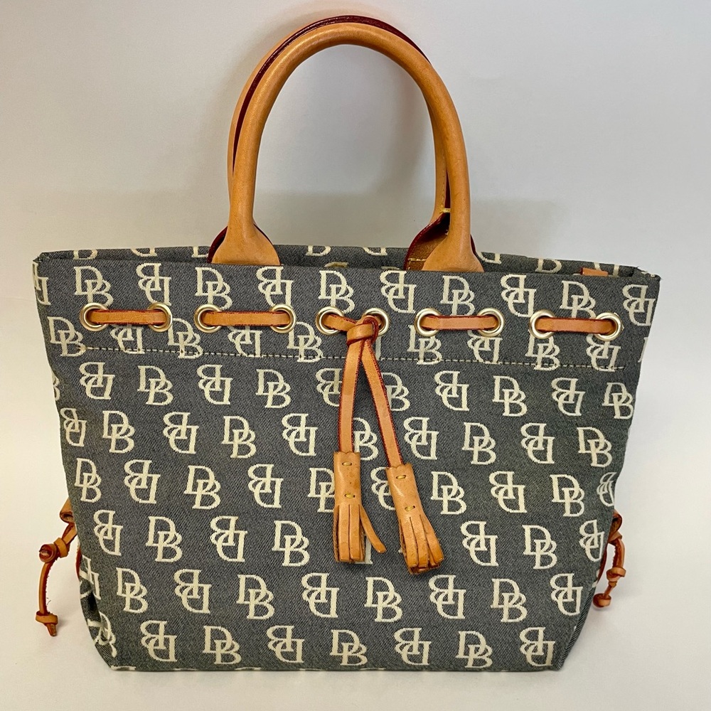 Dooney & Bourke Tote,  Vintage DP Pattern and Signature Tassel  (Like New)